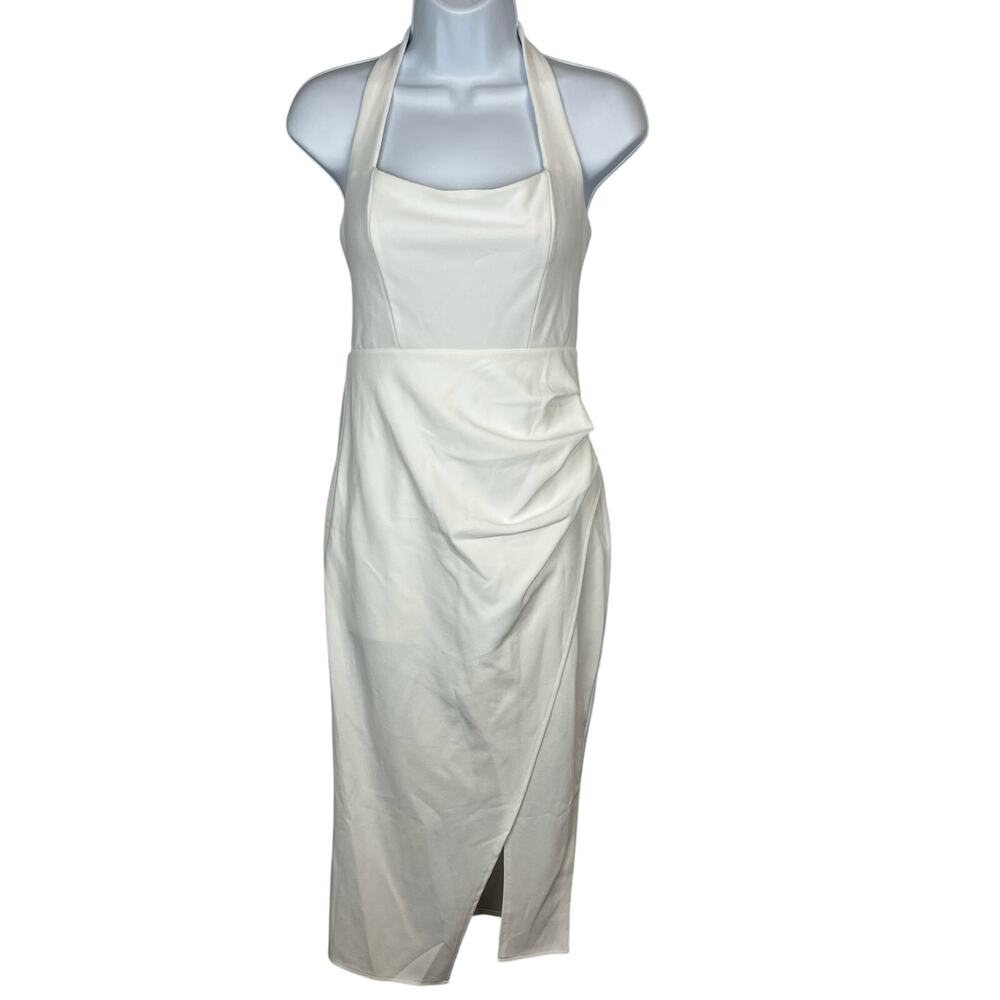 Selfie Leslie Cream Halter Mini Dress